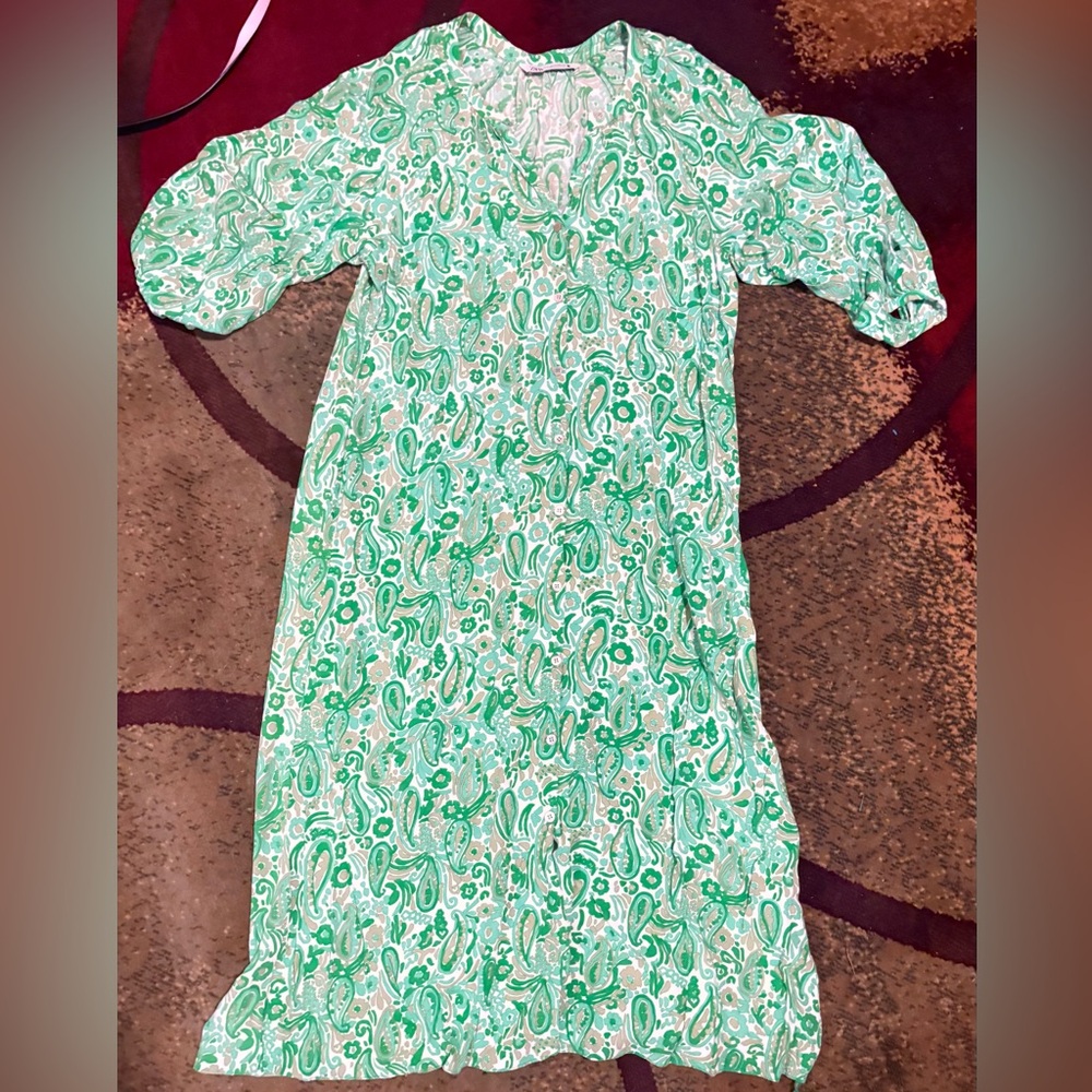 Zara Mint Green Paisley Top